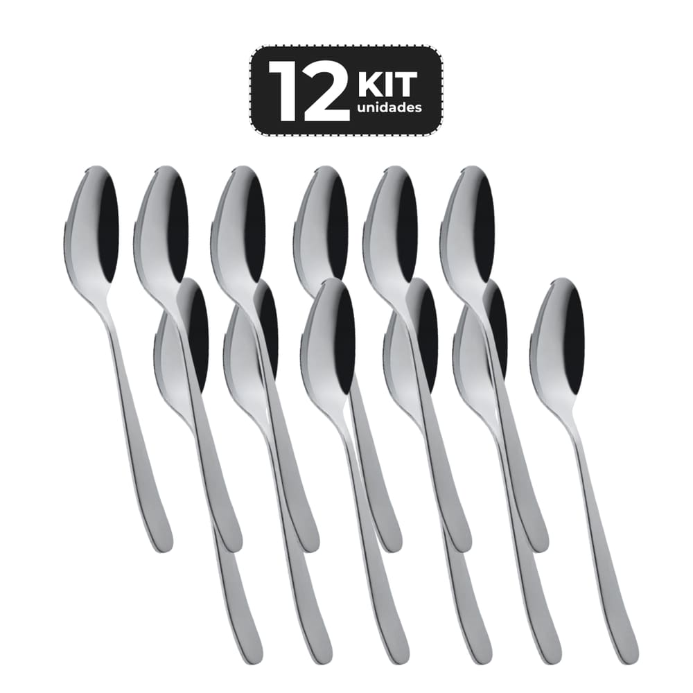 Kit 12 Colher De Mesa Inox Acabamento Brilho