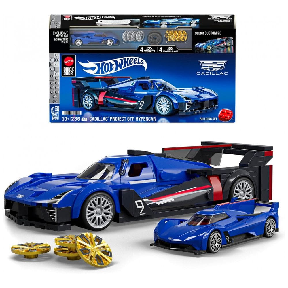 Conjunto de Construção Hot Wheels Speed Series, Cadillac Project GTP Hypercar com 236 Peças, Detalhes Realistas,Mattel