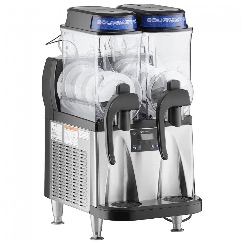 Máquina de Frozen Bunn 58000.0016 Ultra NX Preto e Aço Inoxidável Duplo 3 Galões com Enchimento Automático de Líquido e Válvula de Fluxo