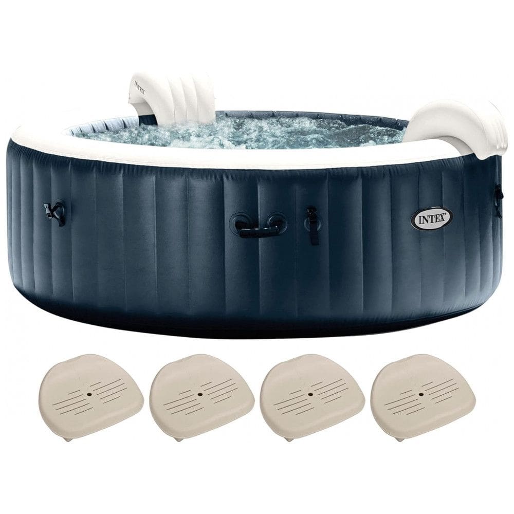 Spa Inflável Hidromassagem com 4 Assentos Antiderrapantes, Intex 28431EP PureSpa, Azul