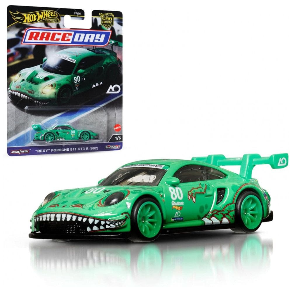 Carrinho de Brinquedo Colecionável Hot Wheels Premium Car Culture, Escala 1:64, Porsche 911 GT3 R Die-Cast, Veículo de Corrida com Pneus