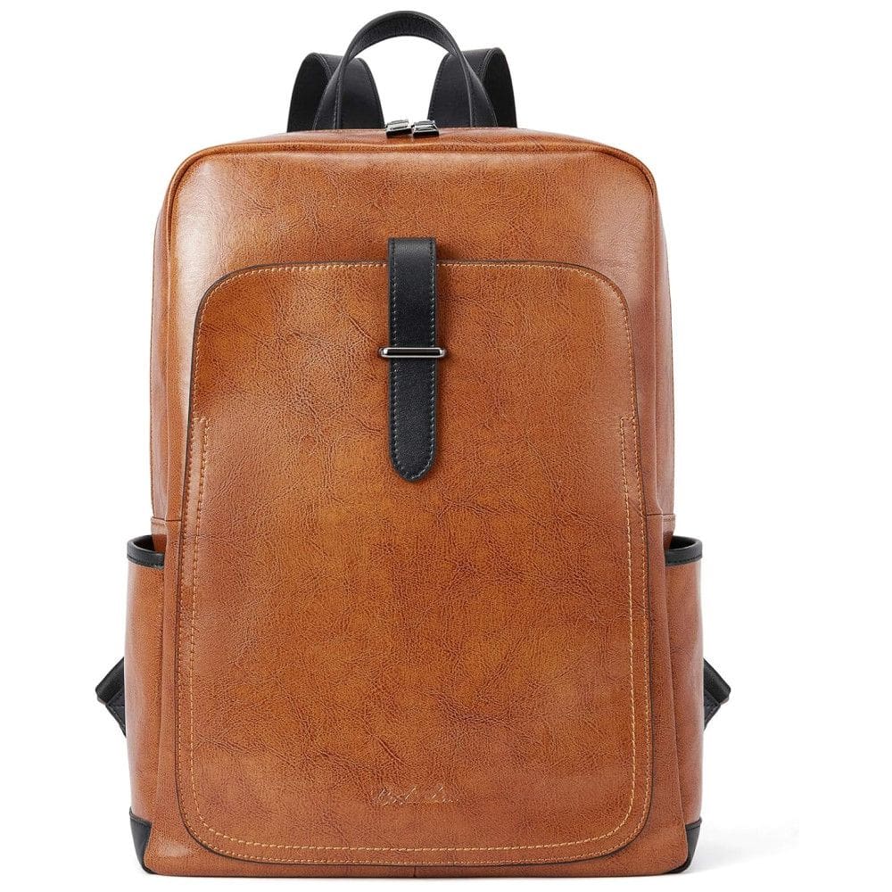 Mochila de Couro para Notebook Casual Unissex, BOSTANTEN BL6192301K, Marrom