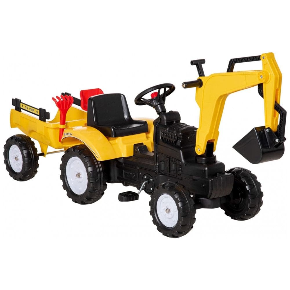 Escadeira Infantil com Buzina e Reboque Destacável, 6 Rodas, Aosom, Amarelo