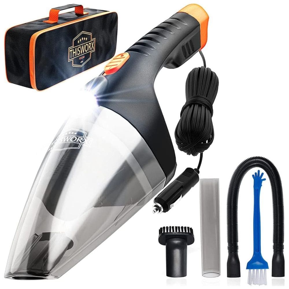 Aspirador de Pó Automotivo Portátil ThisWork com Fio Luz LED 110W, 12V, THISWORX FOR 13, Preto