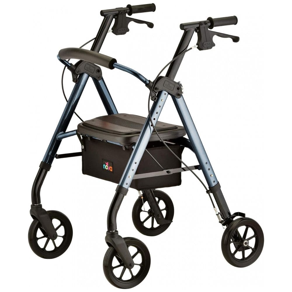 Andador para Idosos e Adultos com Assento Acolchoado, até 200 Quilos, NOVA Medical Products, Azul