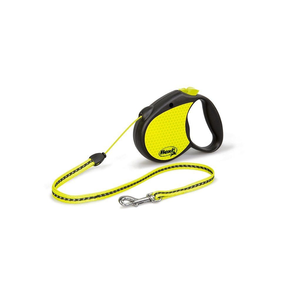 Cabo retrátil de néon Leash FLEXI, 4,9 m, pequeno, reflexivo
