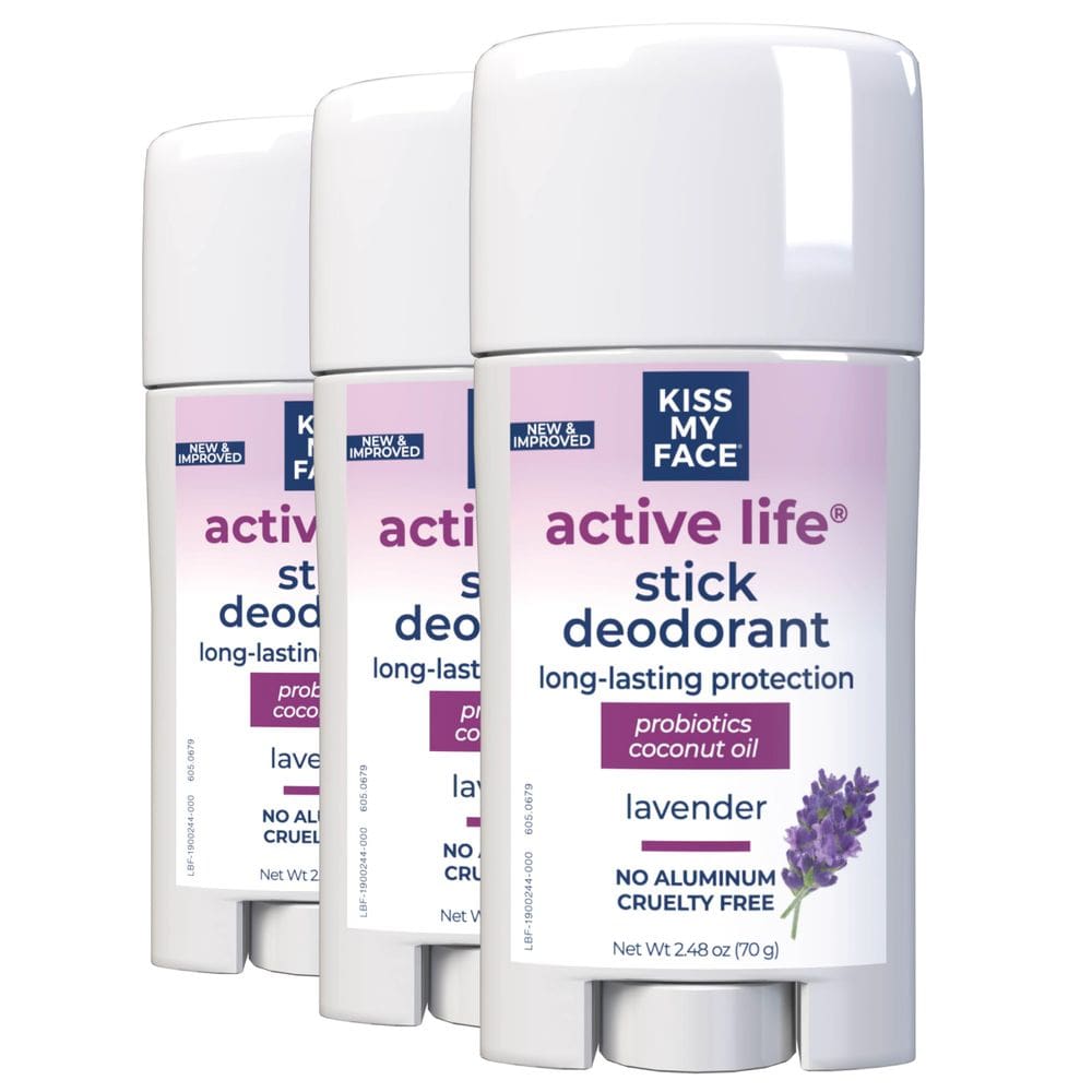 Desodorante Kiss My Face Active Life 72h Odor Control, pacote com 3