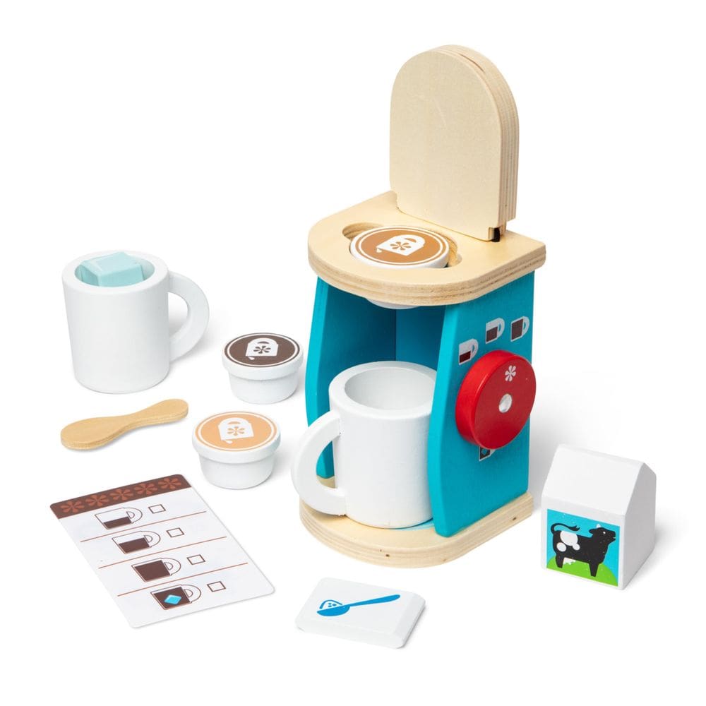 Conjunto de cafeteiras Melissa & Doug Brew and Serve Wood 12 unidades