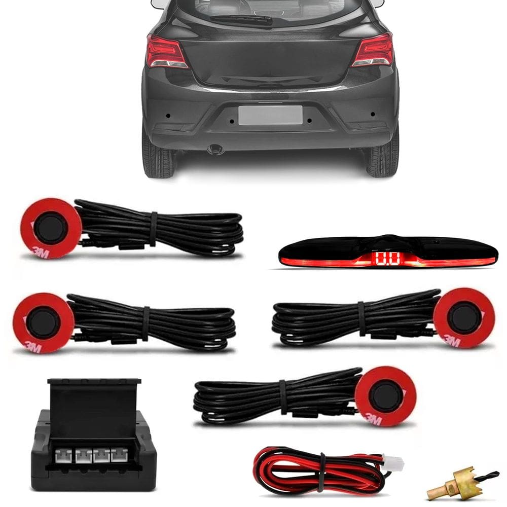 Sensor de Estacionamento Embutido 4 Pontos 16mm Preto Fosco