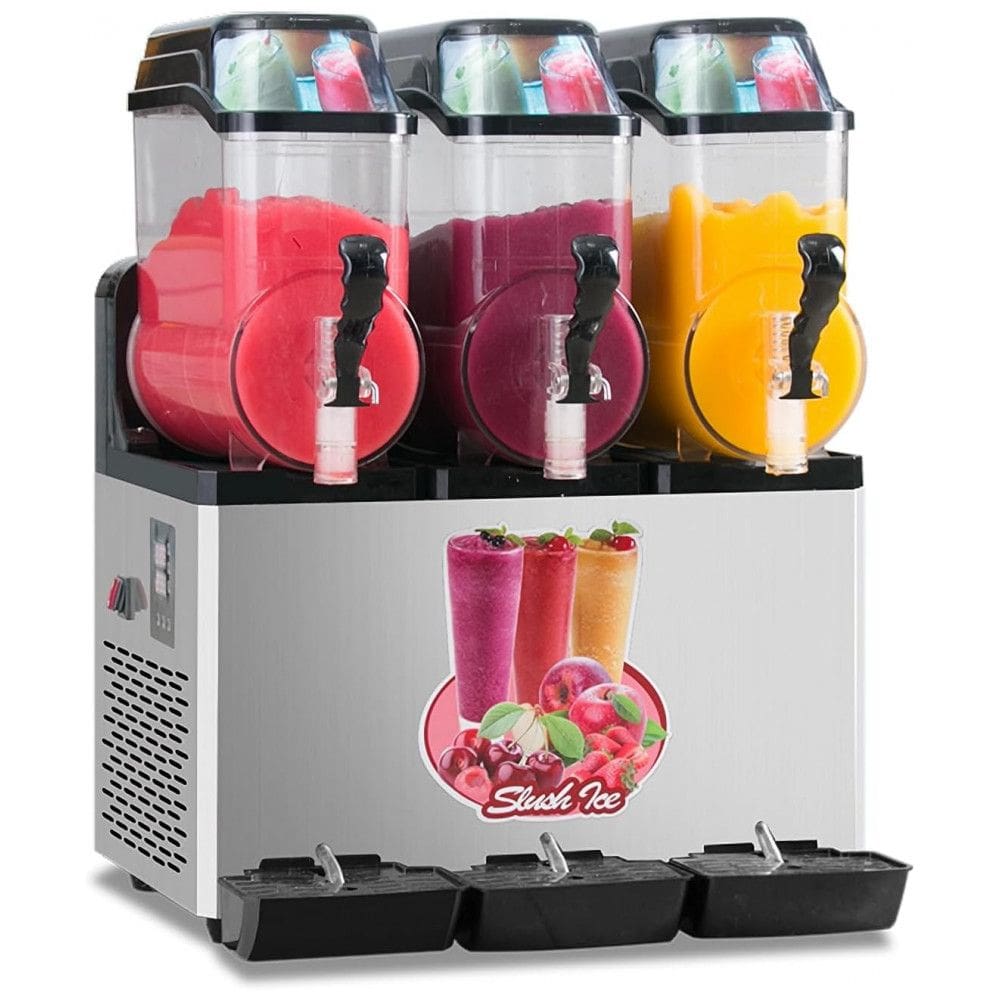 Máquina de Raspadinha Margarita Comercial para Slushie Maker de Bebidas Geladas e Smoothies com 3 Tanques de 15L Cada e Limpeza com um