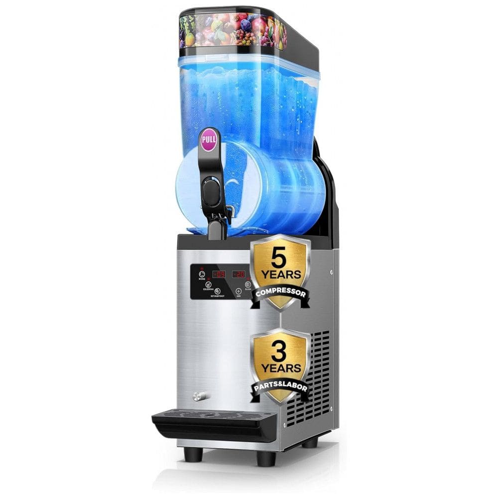 Máquina de Frozen Comercial de Aço Inoxidável, 2 Tanques de 15L, Prepara até 85 Copos de 350ml por Ciclo, Controle de Temperatura Preciso de