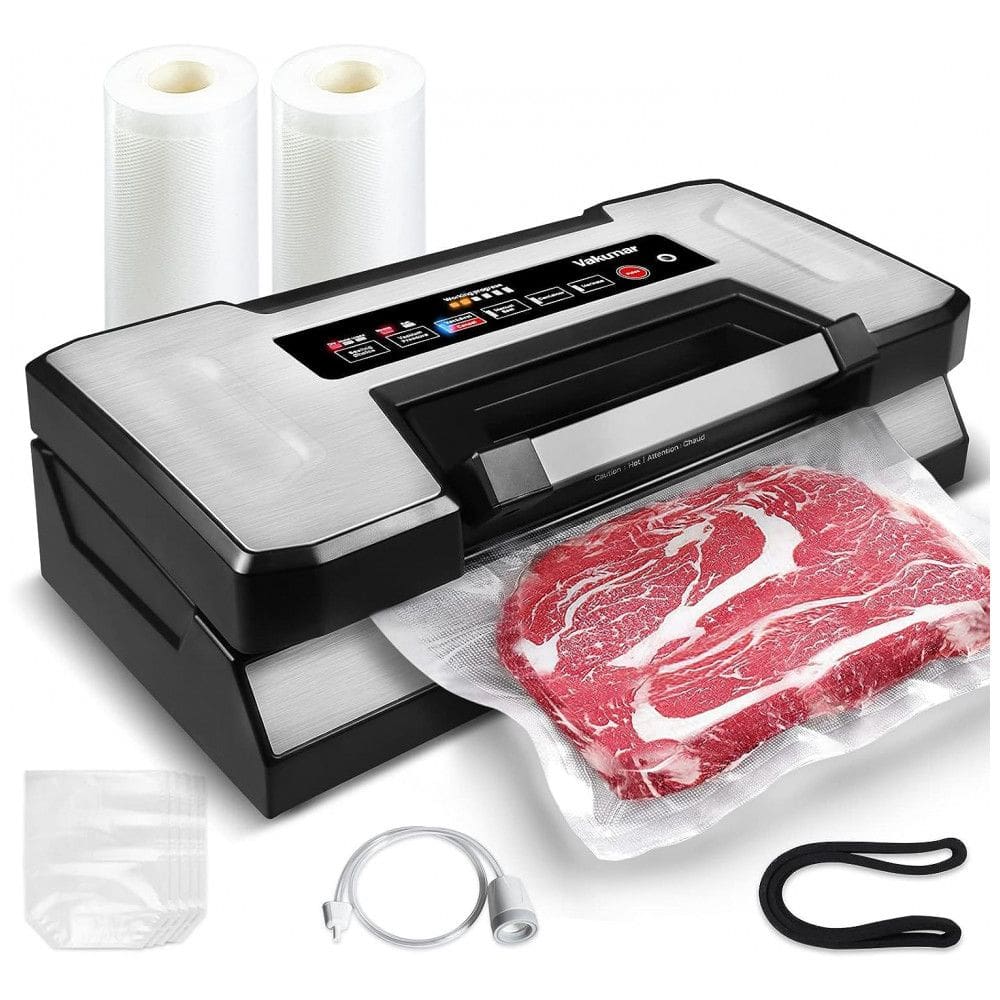 Seladora a Vácuo Automática para Alimentos Secos e Úmidos em Aço Inoxidável, 110V, Vakumar, Prata