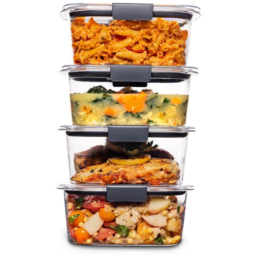 Potes Herméticos para Alimentos, 1.1L, Retangular, 4 Unidades, RUBBERMAID 2053292, Cinza