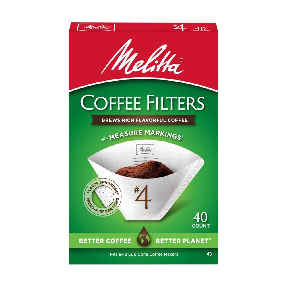 Filtros de café Melitta #4 Cone White, pacote com 40