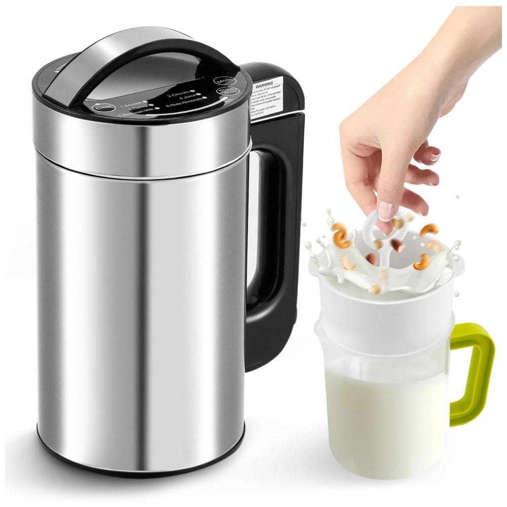 Máquina de Leite Vegetal 7 em 1, 1L com Limpeza Automática e Livro de Receitas, Moongiantgo, Prata