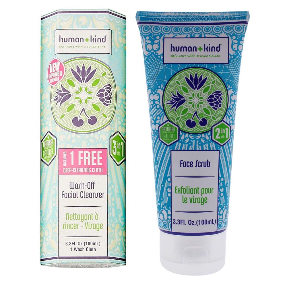 Kit de limpeza facial e esfoliante facial Human+Kind Wash-Off 100mL