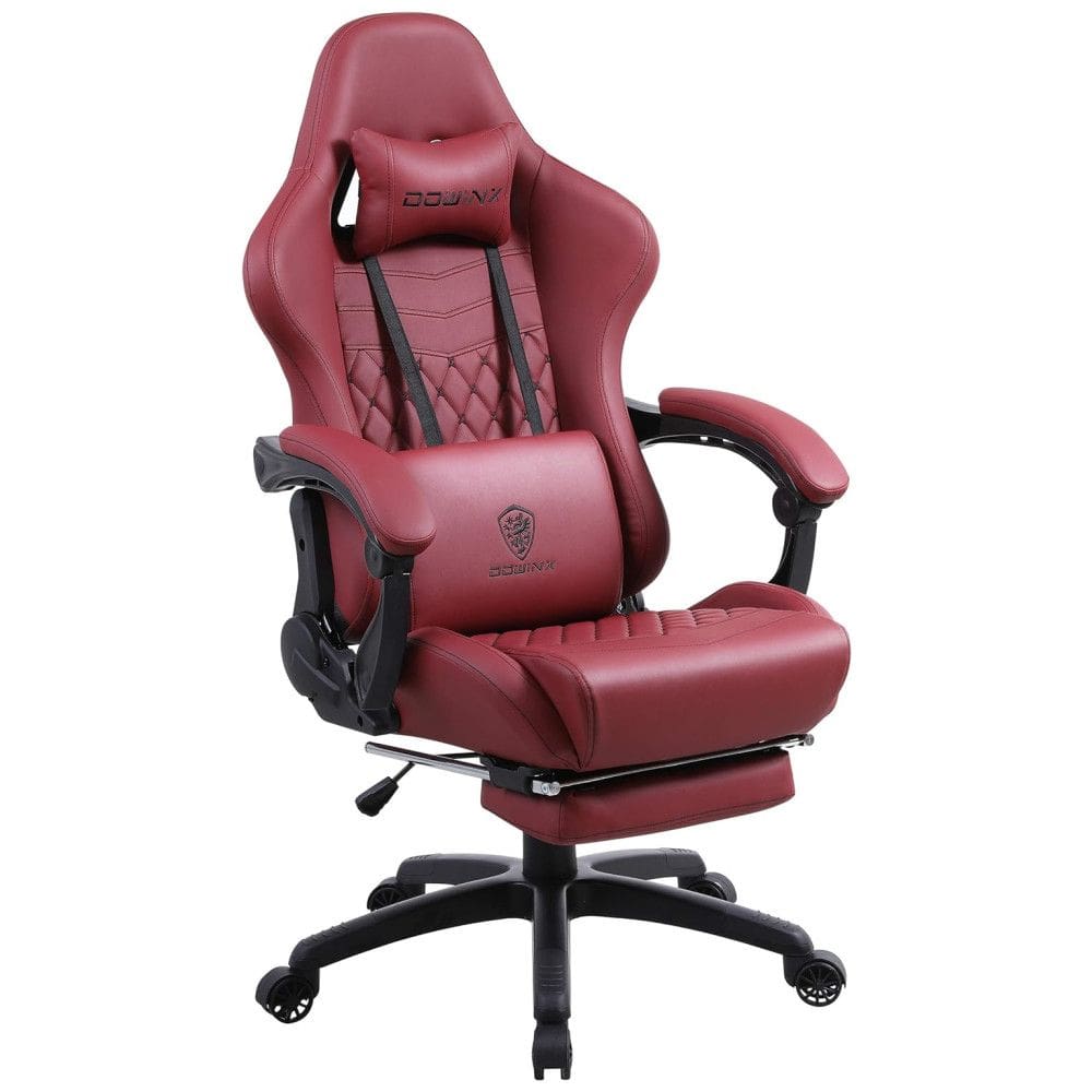 Dowinx Cadeira de Escritório Gamer Giratório e Reclinável com Apoio para Lombar, Vermelho