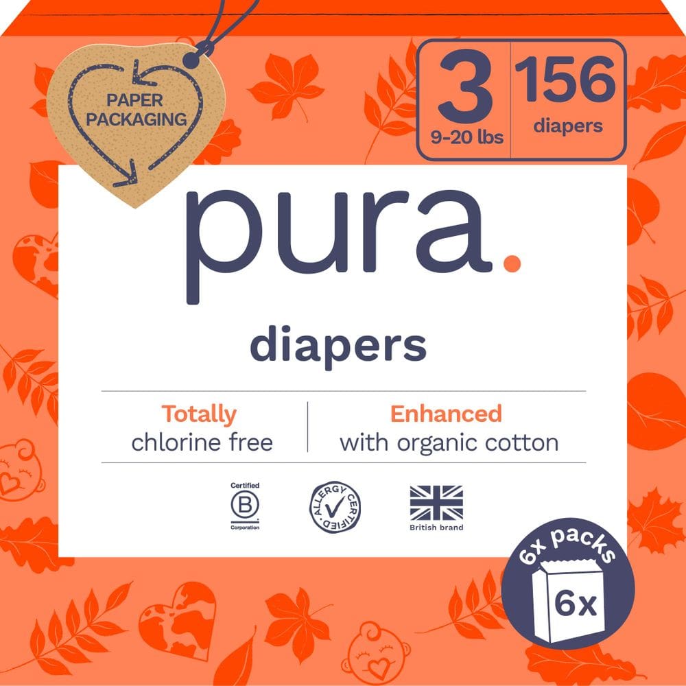 Fraldas Pura Hypoallergenic Tamanho 3 (4-9 kg) Pacote mensal x156