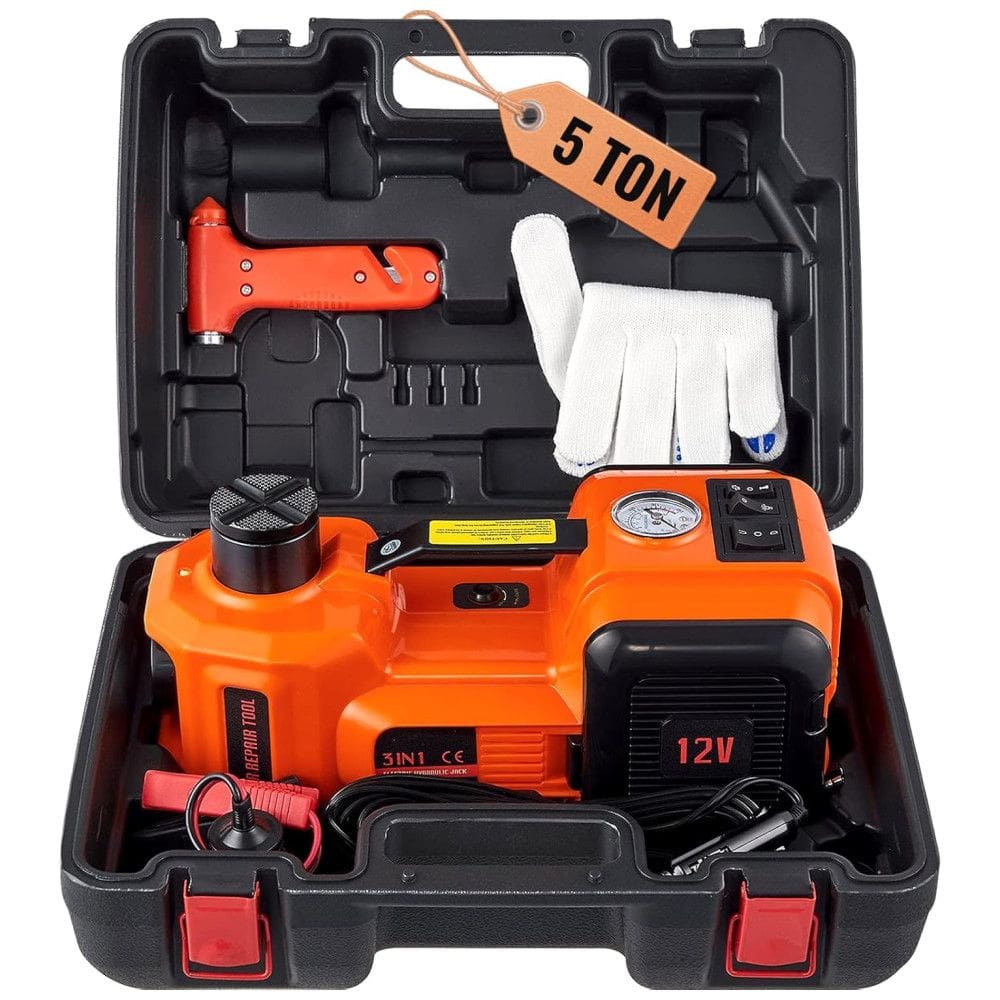 Macaco Elétrico Automotivo até 5 Toneladas com Bomba Inflável e Luz LED, 12V VEVOR