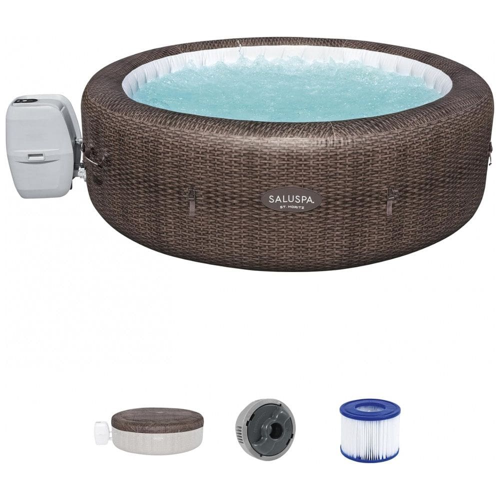 Spa Inflável Hidromassagem para 5 a 7 Pessoas com 180 Jatos e Capa de conomia de Energia, Bestway, Marrom