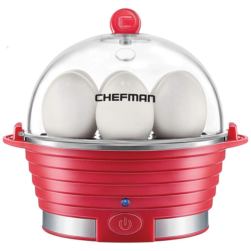 Cozedor de Ovos Elétrico, Capacidade 6, 360W, 110v, CHEFMAN Electric Egg Cooker Boiler,, Vermelho
