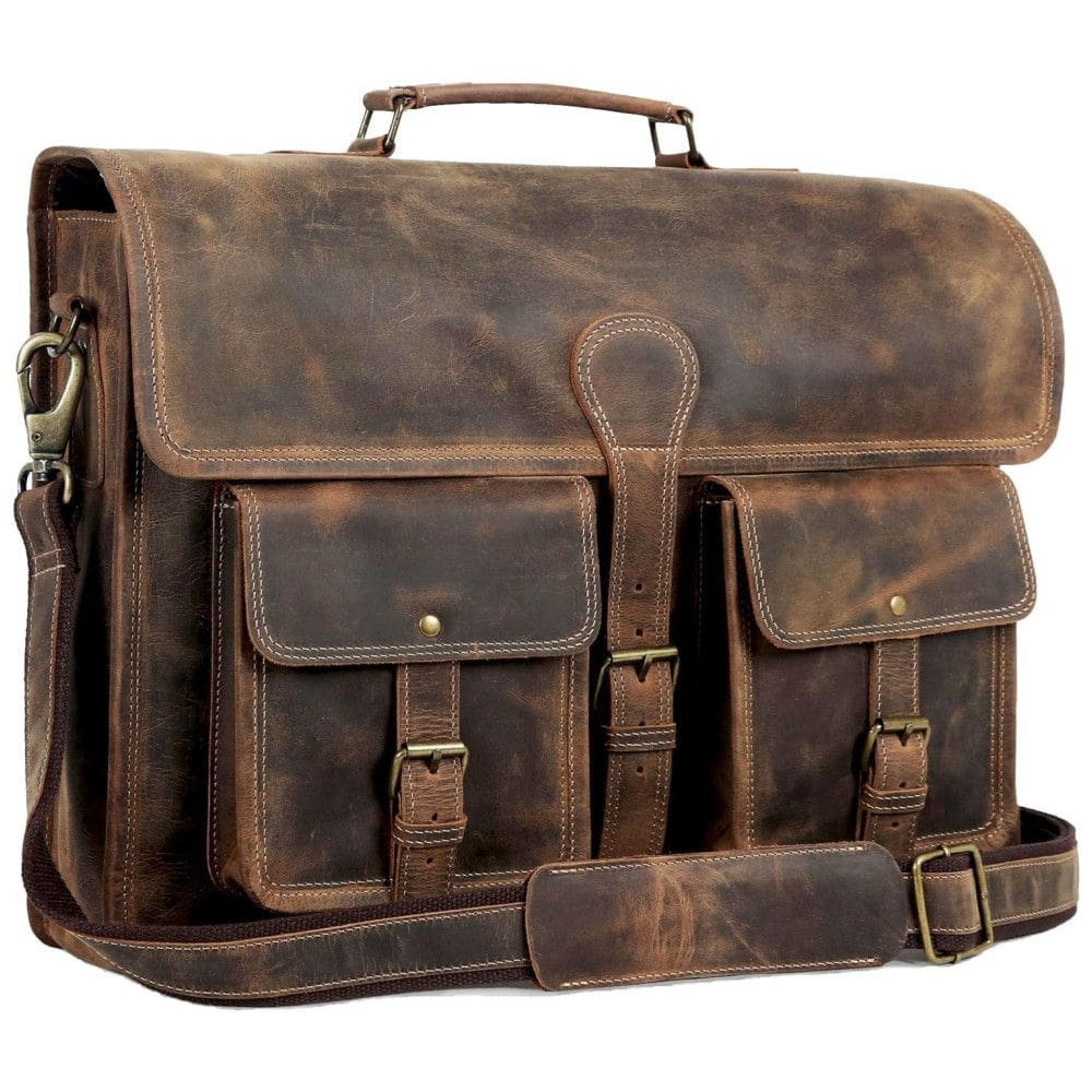 KPL Bolsa, Pasta de Couro para Laptop Masculino, KOMALS PASSION LEATHER FBA6797810, Marrom