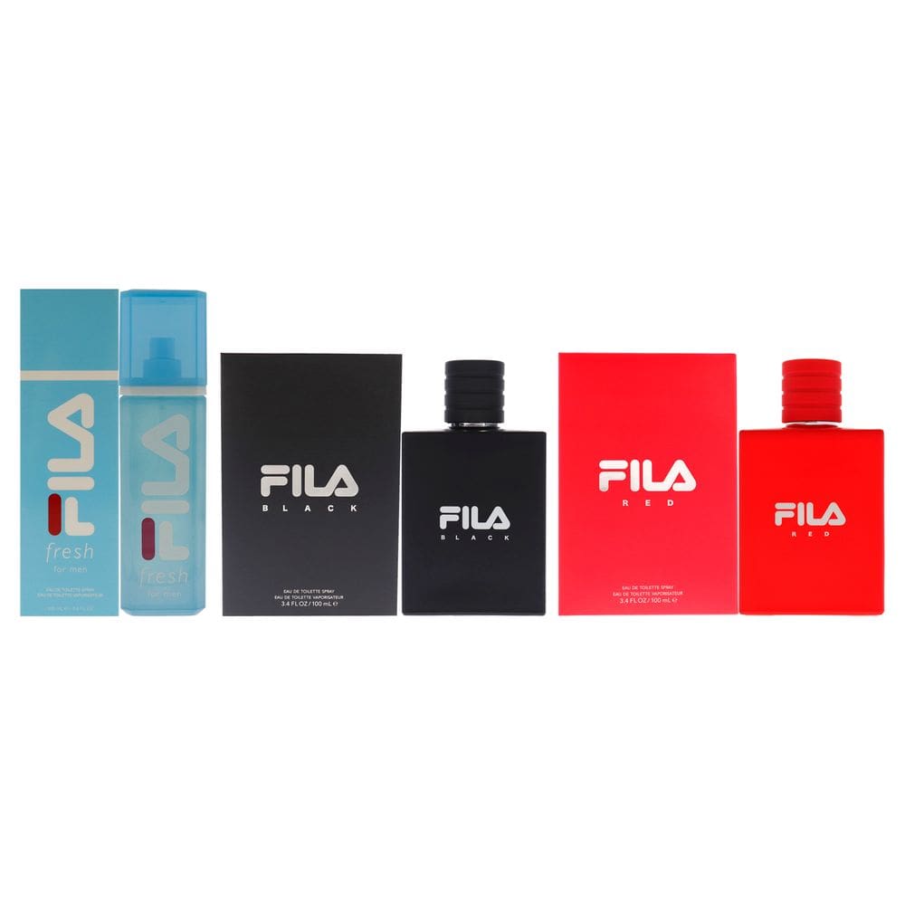 Conjunto de 3 peças de perfume Fila Black EDT para homens de 100 ml