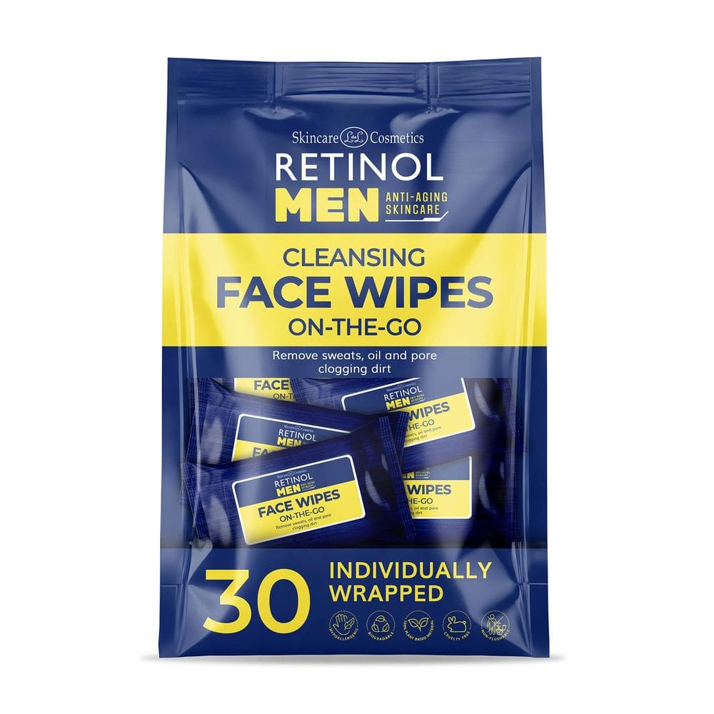 Lenços umedecidos Retinol masculinos embalados individualmente com água micelar