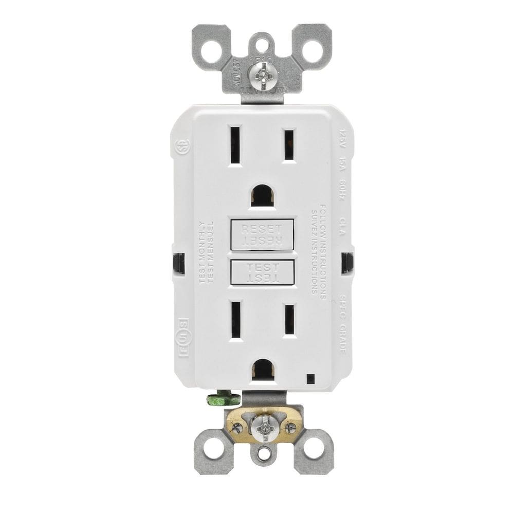 Receptáculo GFCI Leviton SmartlockPro Slim 15A, pacote com 3 unidades, branco
