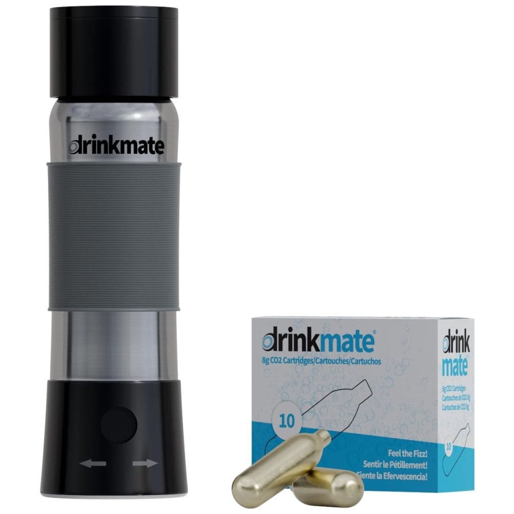 Garrafa de Água Carbonatada com 10 Carregadores de CO2 de 8g, DrinkMate, Preta