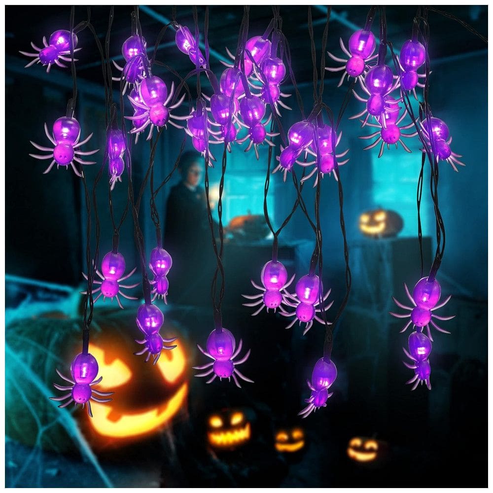 Luzes para Decoração de Halloween 30 LEDS 6 Metros Solar, 2 Un, Aranha