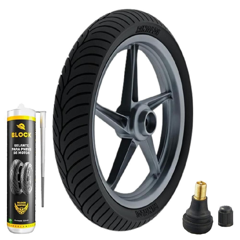 Pneu Fazer 250 Roadwin 250r 100/80-17 52t Sem Camara Hb37 Rinaldi + Bico + Selante