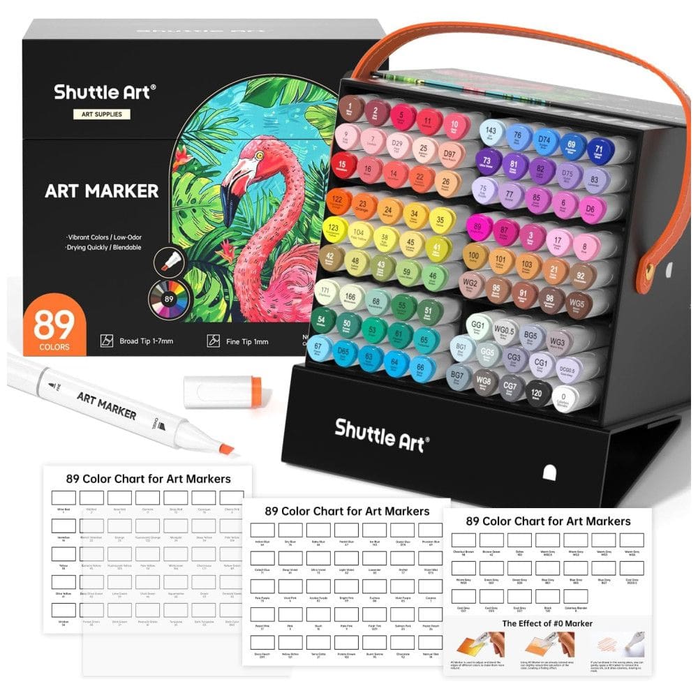 Conjunto de Canetas Artisticas 88 Cores com Estojo Perfeito para Ilustração para Adultos e Criação de Cartões, Shuttle Art