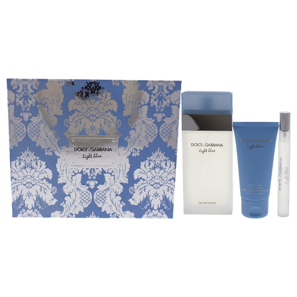 Conjunto de presente feminino Perfume Dolce & Gabbana Light Blue EDT 90 ml, 3 peças