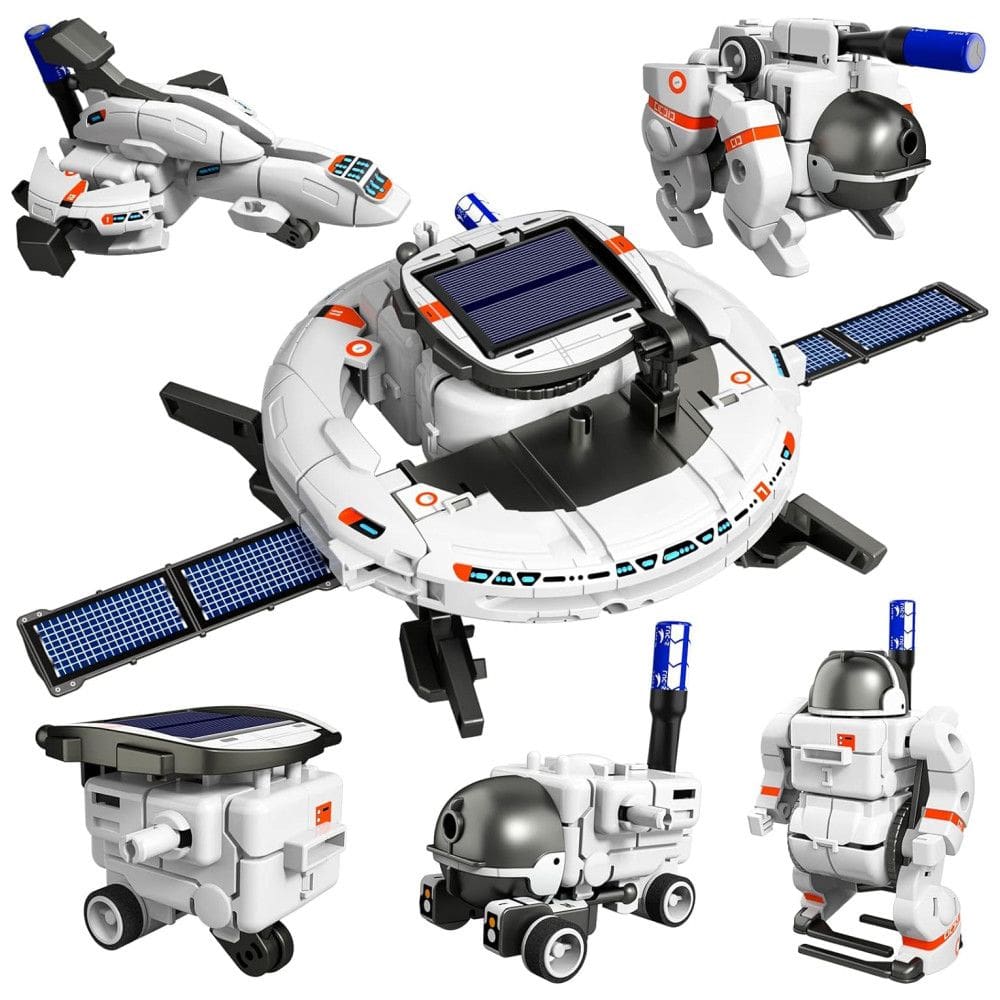 Kit de Construção STEM 6 em 1 Alimentado por Energia Solar para Crianças de 8 a 13 Anos, Lucky Doug, Branco