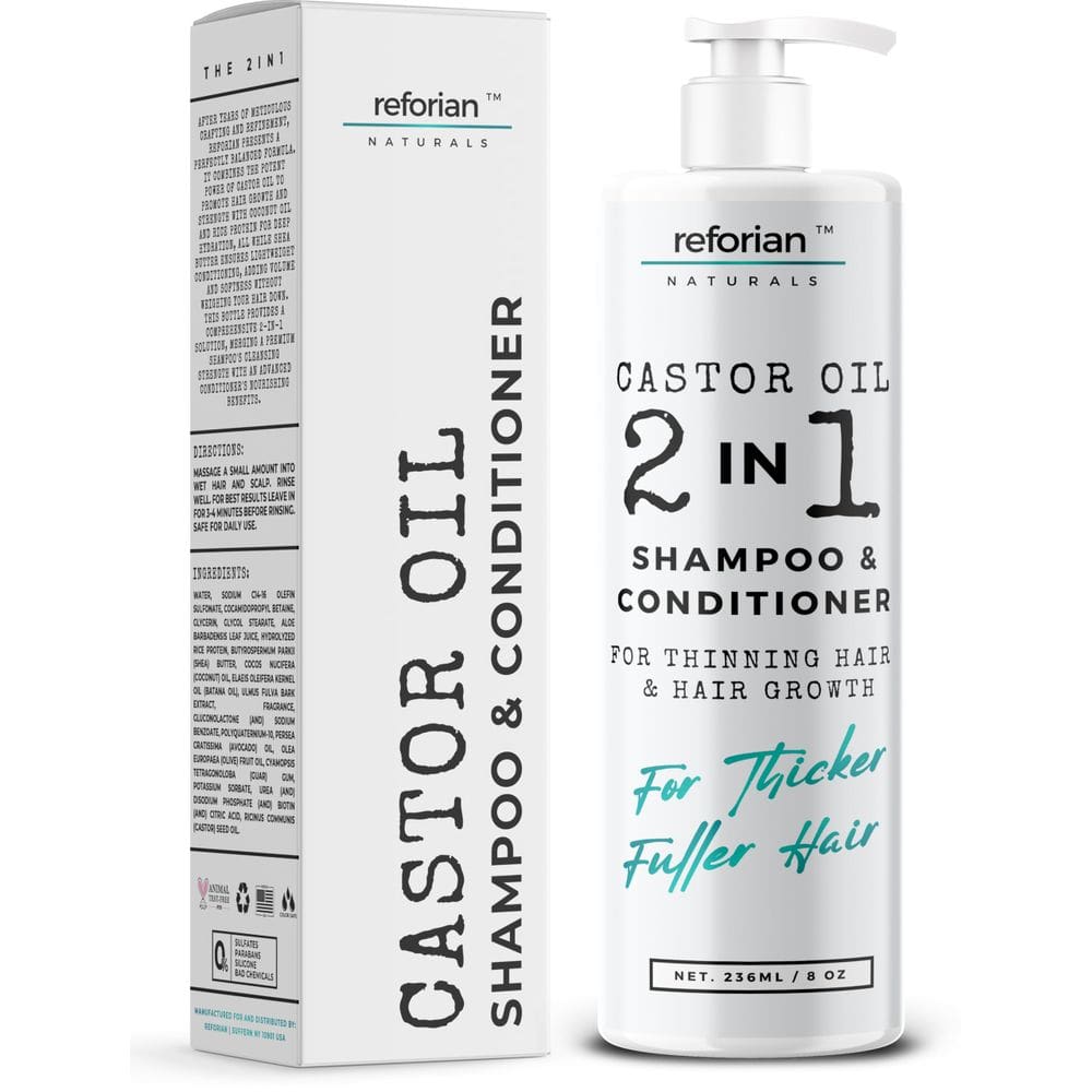 Shampoo e condicionador 2 em 1 Óleo de rícino para o crescimento do cabelo