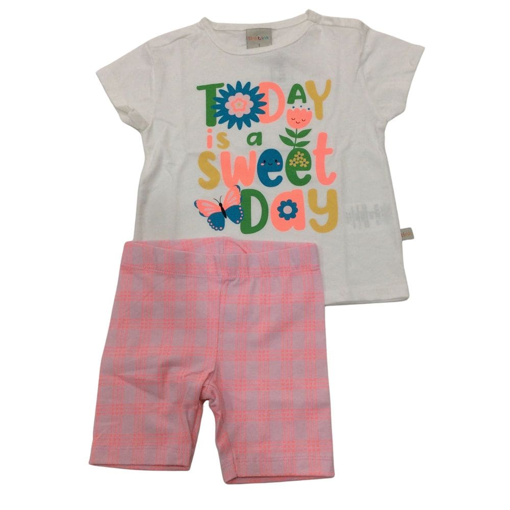 Conjunto infantil fem Tink Bink colorido letras