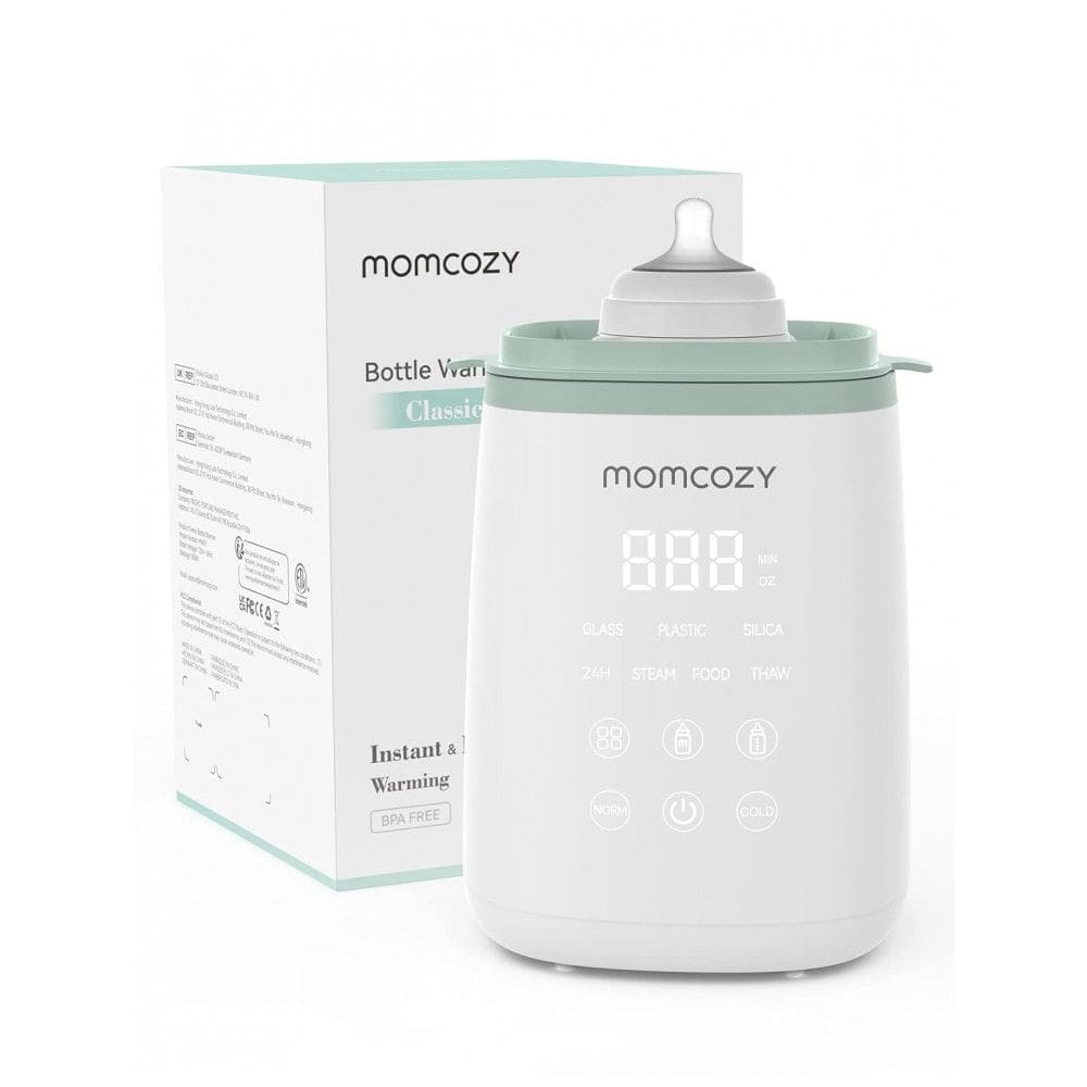 Aquecedor de Mamadeiras para Todas as Mamadeiras com Temporizador e Controle, Momcozy, Branco e Verde