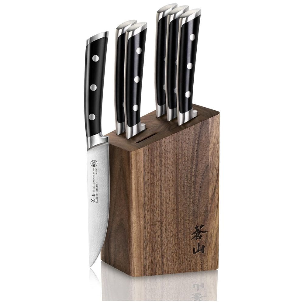 Conjunto de Facas em Aço Sueco com Bloco de Bancada, 6 Peças, Cangshan TS Série 1022261, Preto
