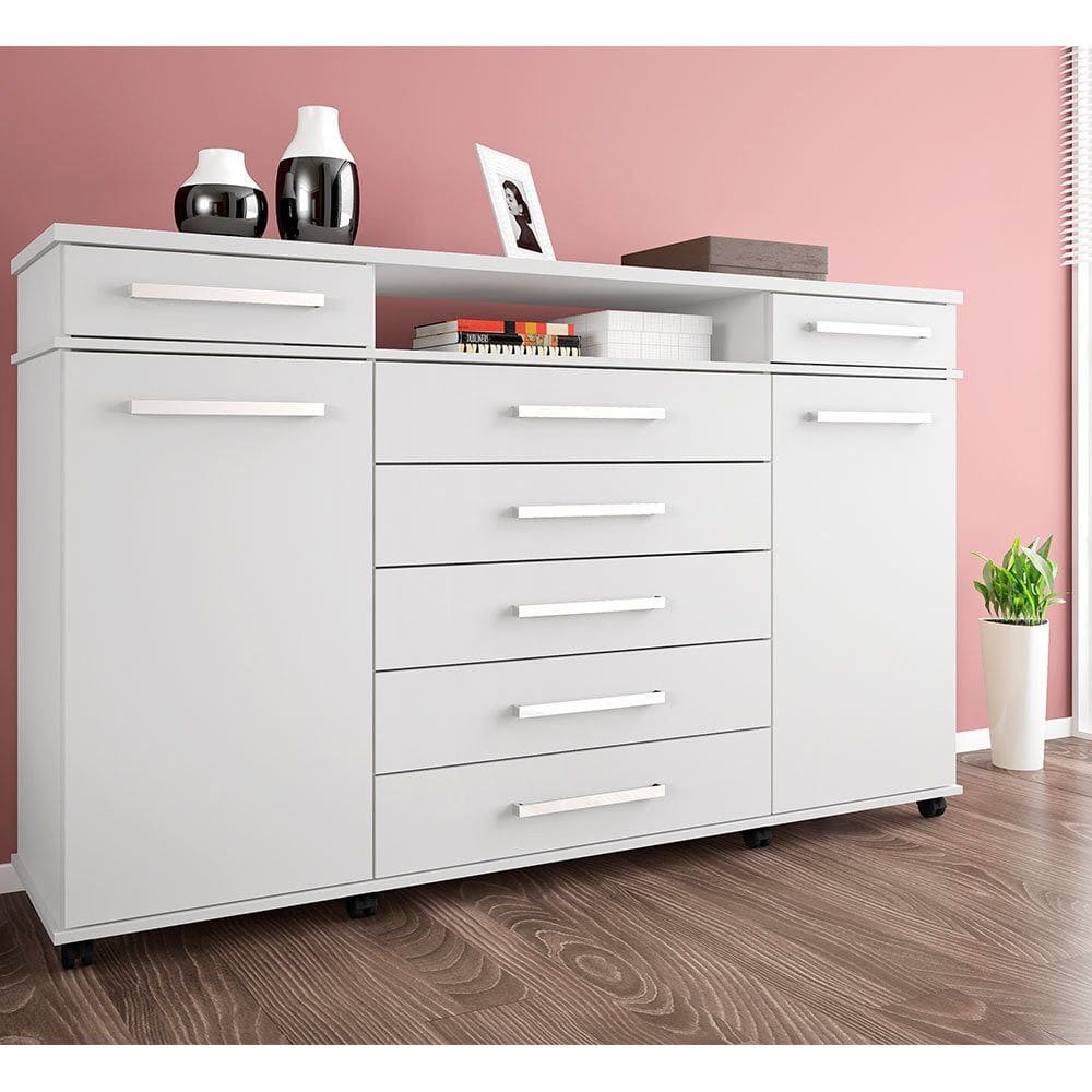 Comoda 7 Gavetas 2 Portas com  Rodizios London Demobile