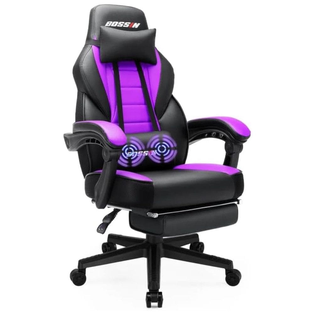 BOSSIN Cadeira de Escritório Gamer Reclinável e Ergonômica com Apoio para Lombar, Roxa