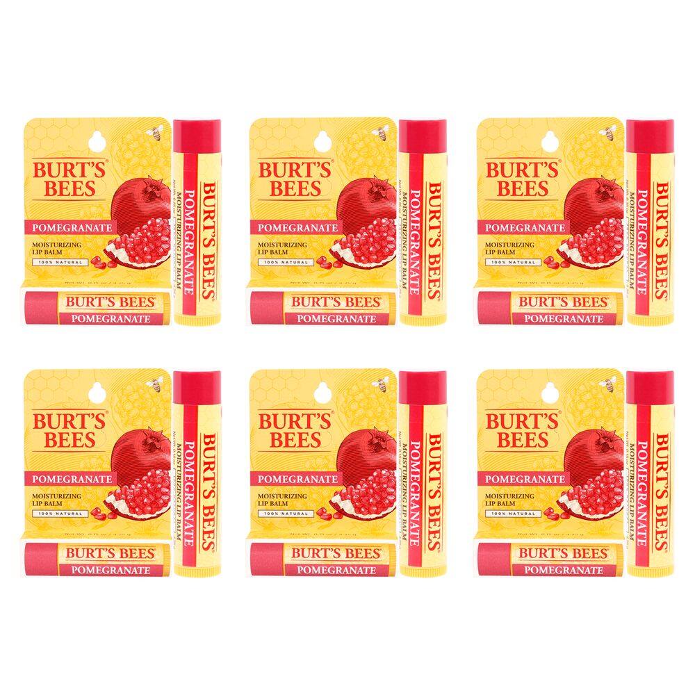 Bálsamo labial Burts Bees, hidratante e romã, pacote com 6