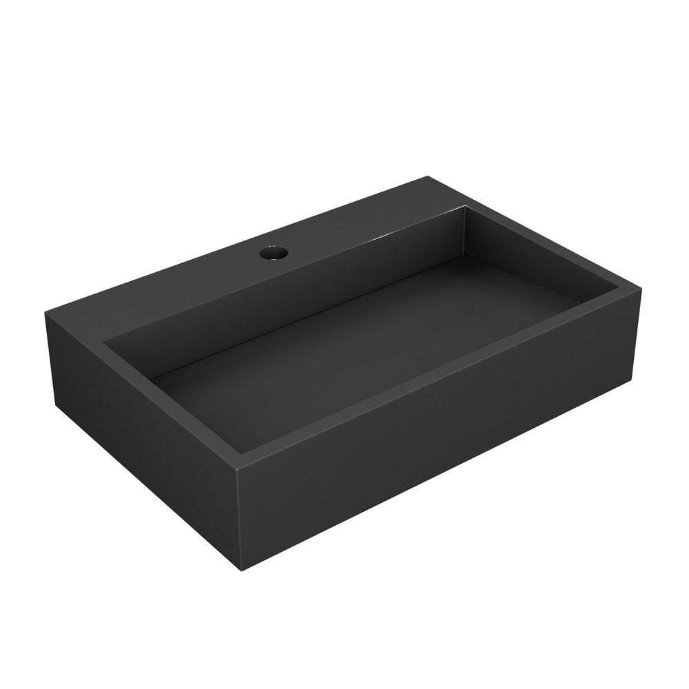 Cuba De Apoio Banheiro Esmeralda Pedra 60x40cm Preto