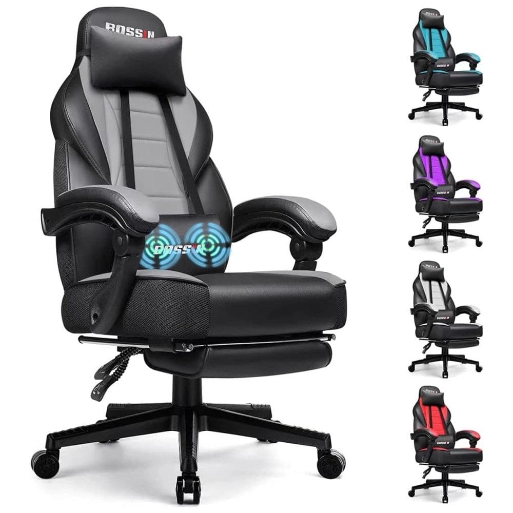 BOSSIN Cadeira de Escritório Gamer Reclinável e Ergonômica com Apoio para Lombar, Vermelha