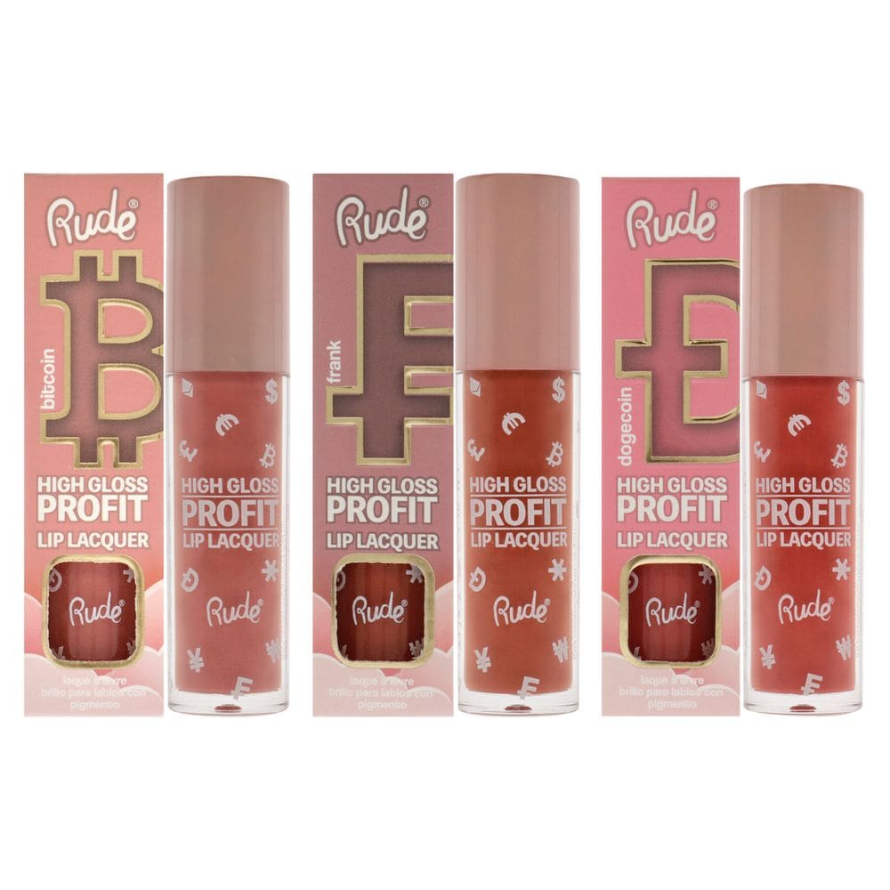 Kit de verniz labial Rude Cosmetics High Gloss Profit 3 peças