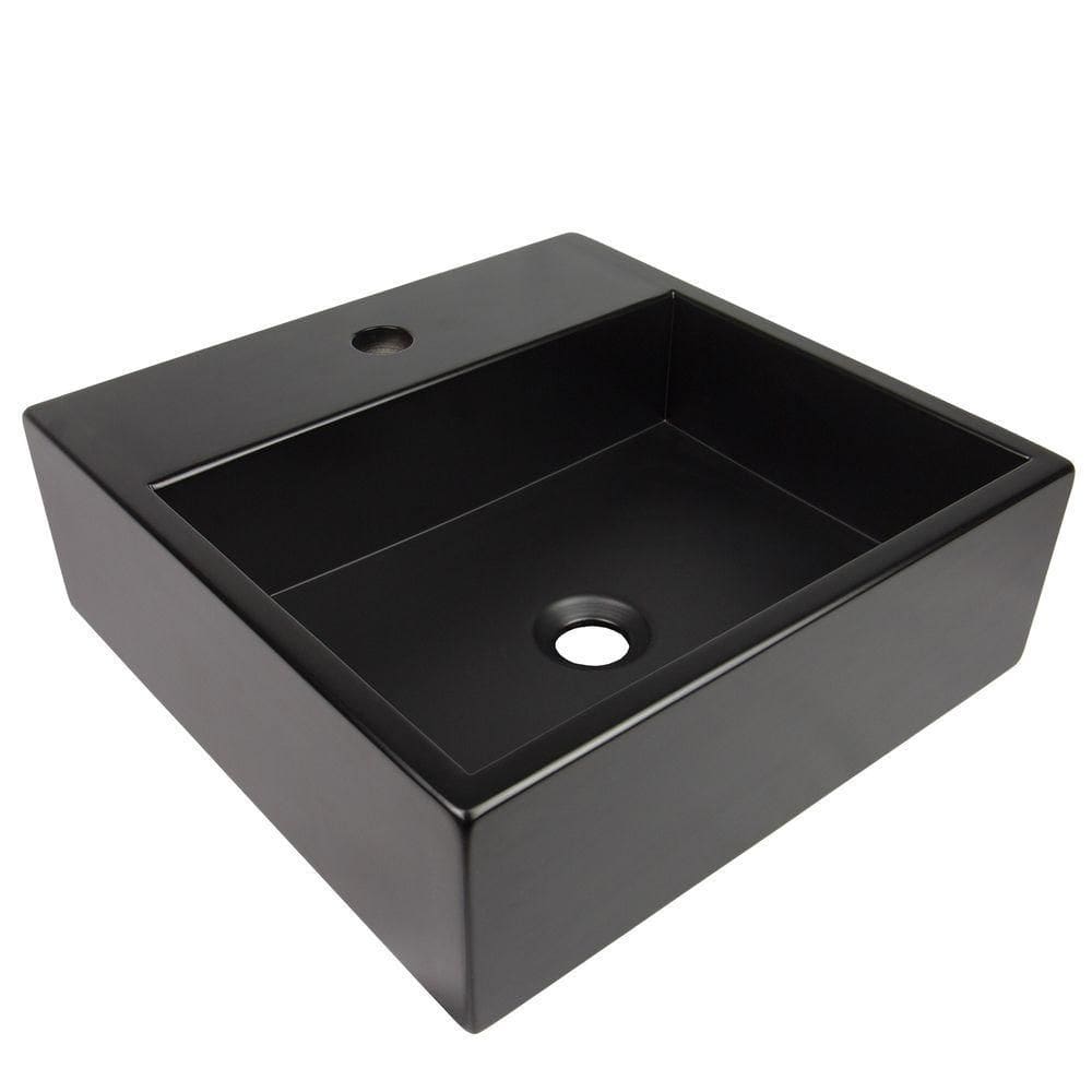 Cuba De Apoio Banheiro Onix Pedra 40x40cm Preto Fosco