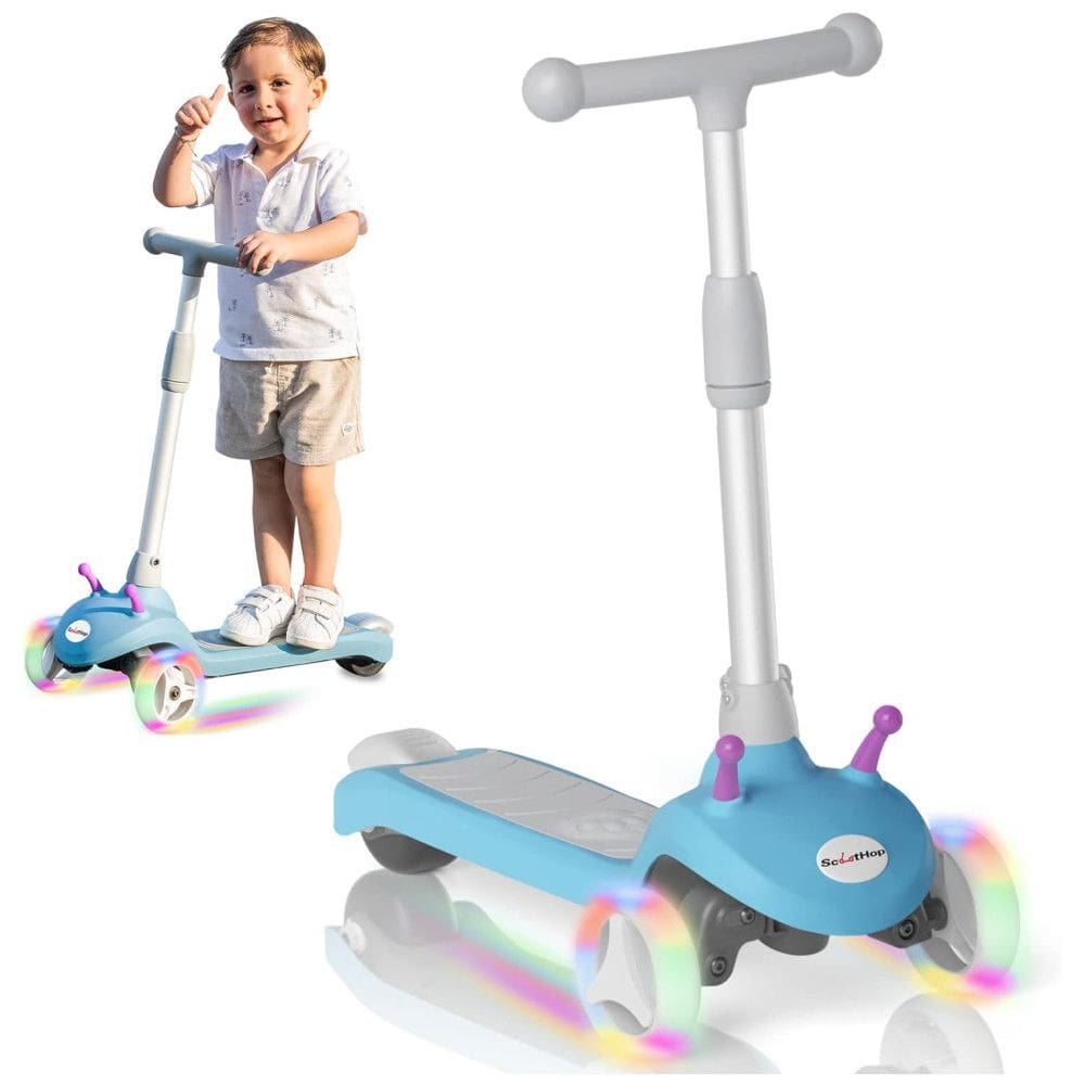 Patinete Elétrico Infantil 3 Rodas com Rodas de LED, Velocidade de até 8 km/h, Tempo de Viagem de 60 Minutos e 3 Alturas Ajustáveis para