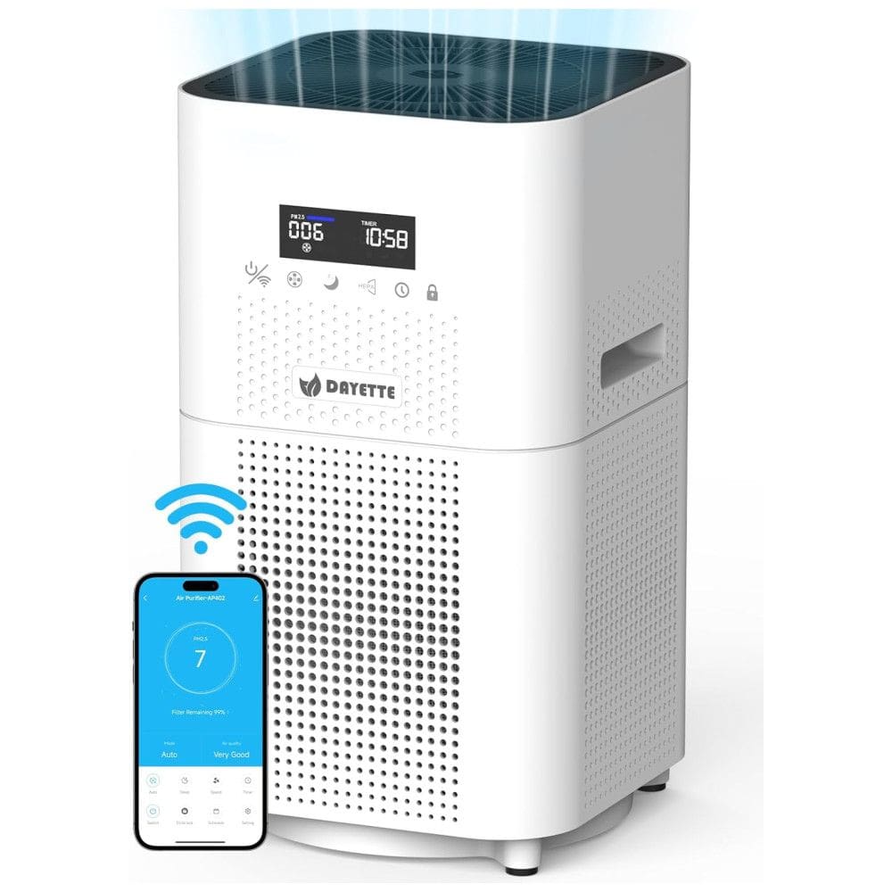Purificadores de ar inteligentes WIFI Dayette para ambientes amplos de até 3.000 pés quadrados. Controle por aplicativo e Alexa, DAYETTE.