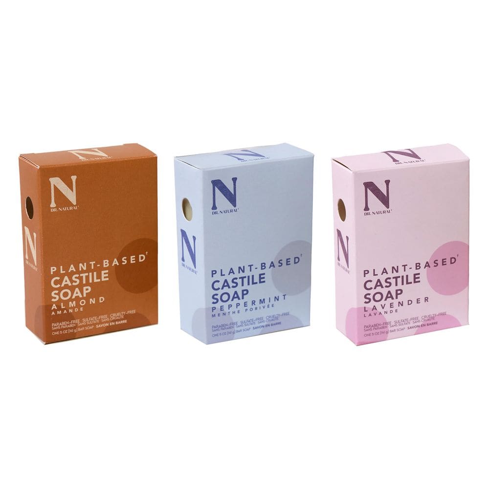 Kit de sabonete Dr. Natural Castile Sabonete em barra 3x150ml unissex