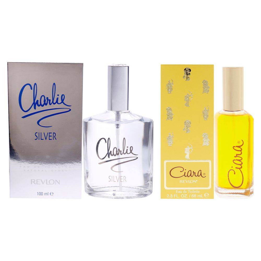 Kit de 2 peças de perfume Revlon Charlie Silver e Ciara para mulheres